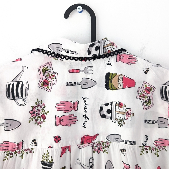 Kate Spade Women's Whimsical Garden Print Button Down Shirt Top - Size Small - Picture 7 of 9
